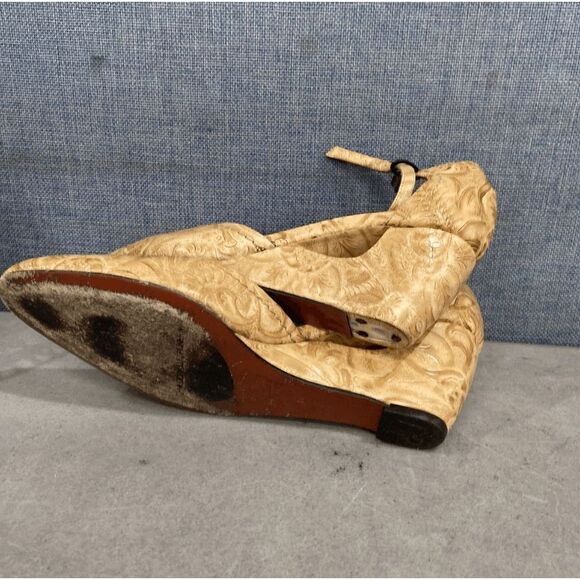 Donald J Pliner Womens Brown Buckle Ankle Strap Wedge Pump Heels Size 8M - Picture 5 of 16